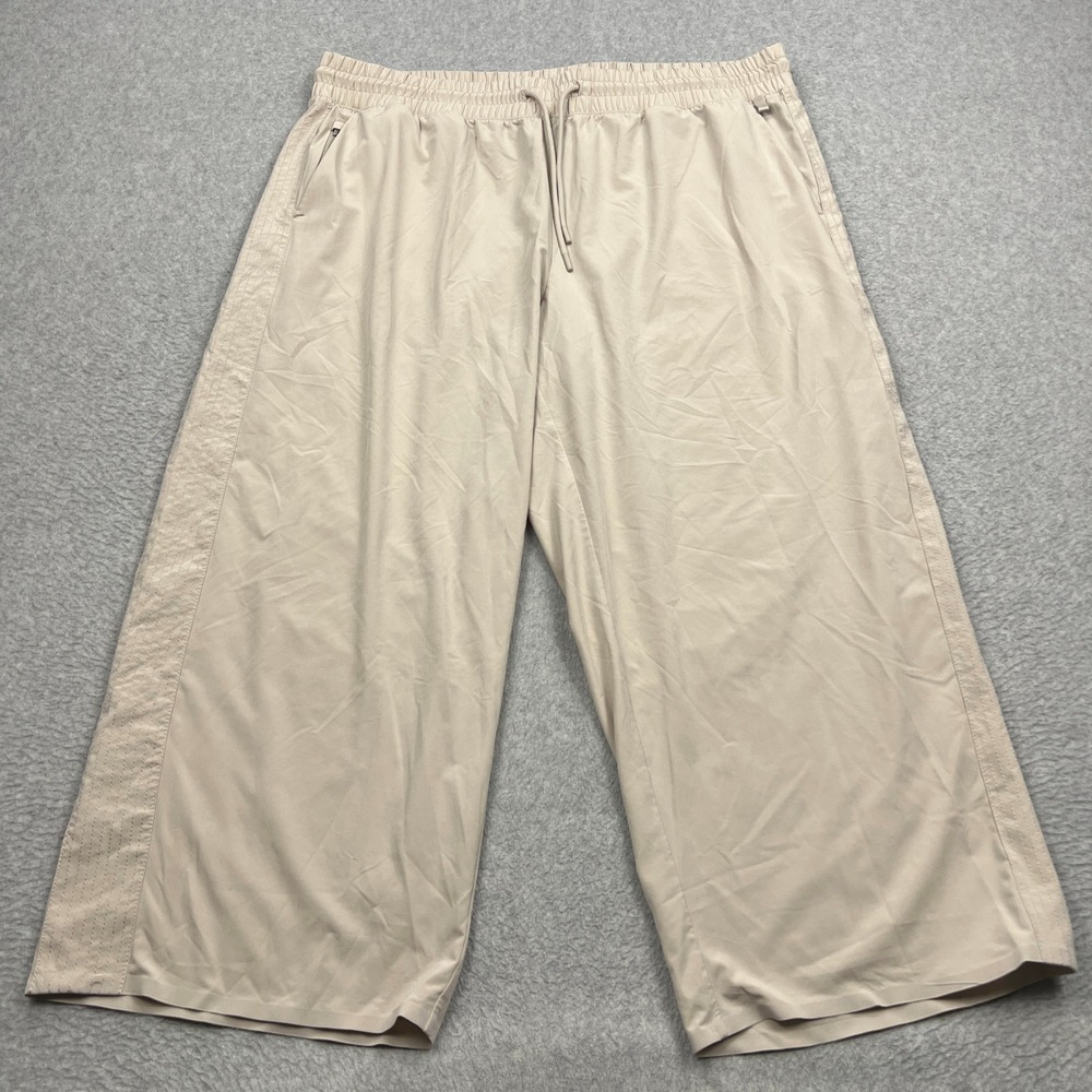 Athleta Avenue Wide Leg Crop Pant Womens 18 Beige Drawstring Zip Pockets Drapey